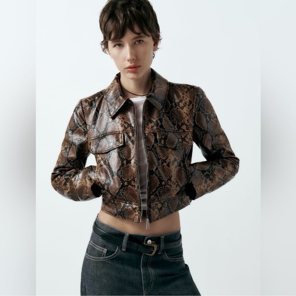 Zara Faux Snakeskin Print Jacket - Picture 1 of 8
